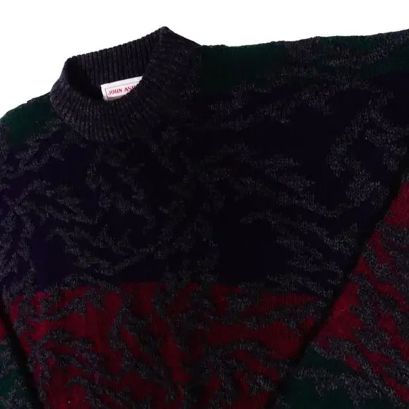 John Ashford Wool Acrylic Y2K Grandpa Abstract Sweater Made in Italy Large